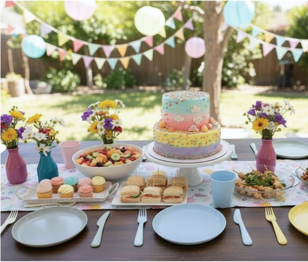 Styled rainbow tablescape